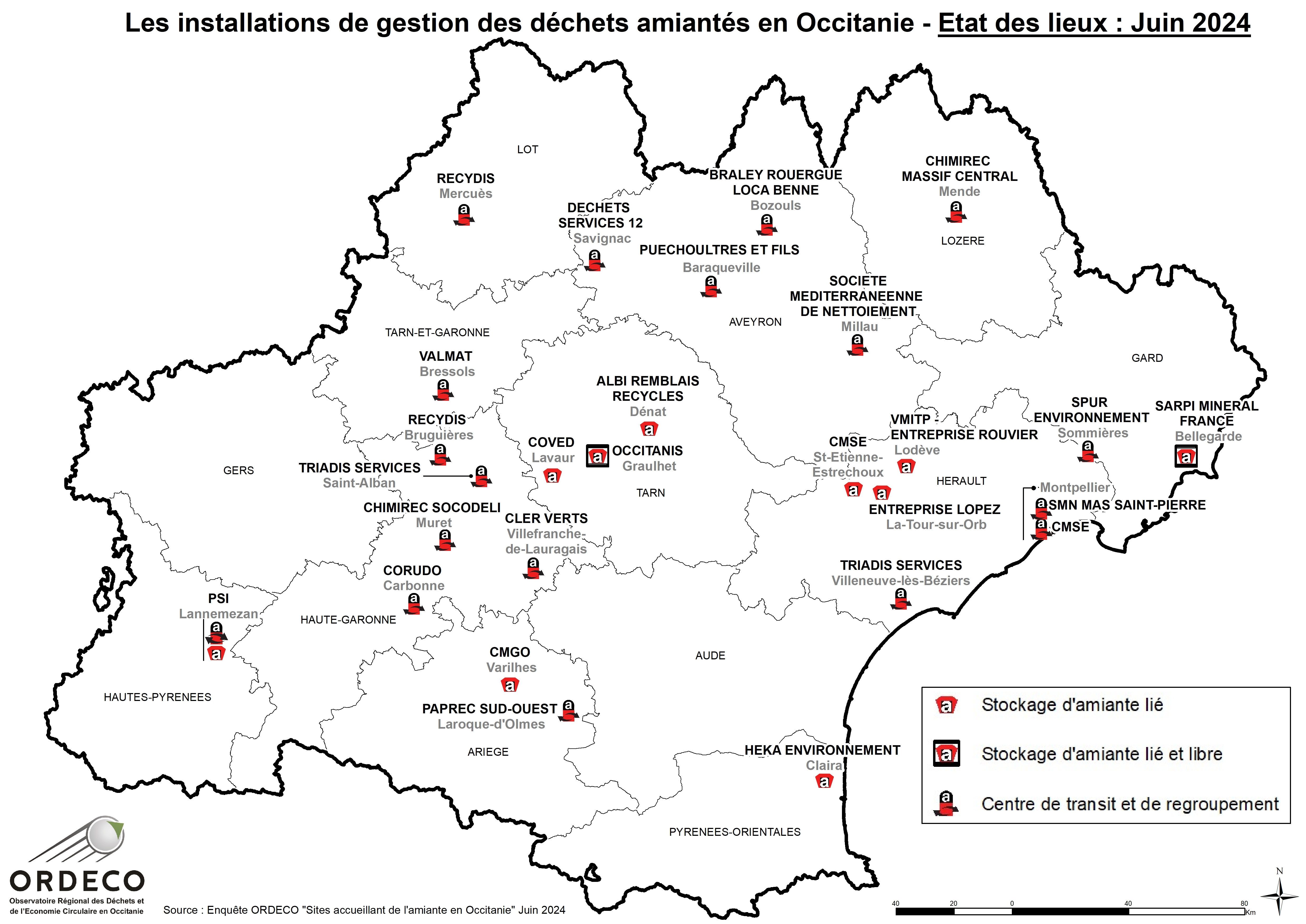 Les installations de gestion des déchets amiantés en Occitanie - Etat des lieux : Juin 2024