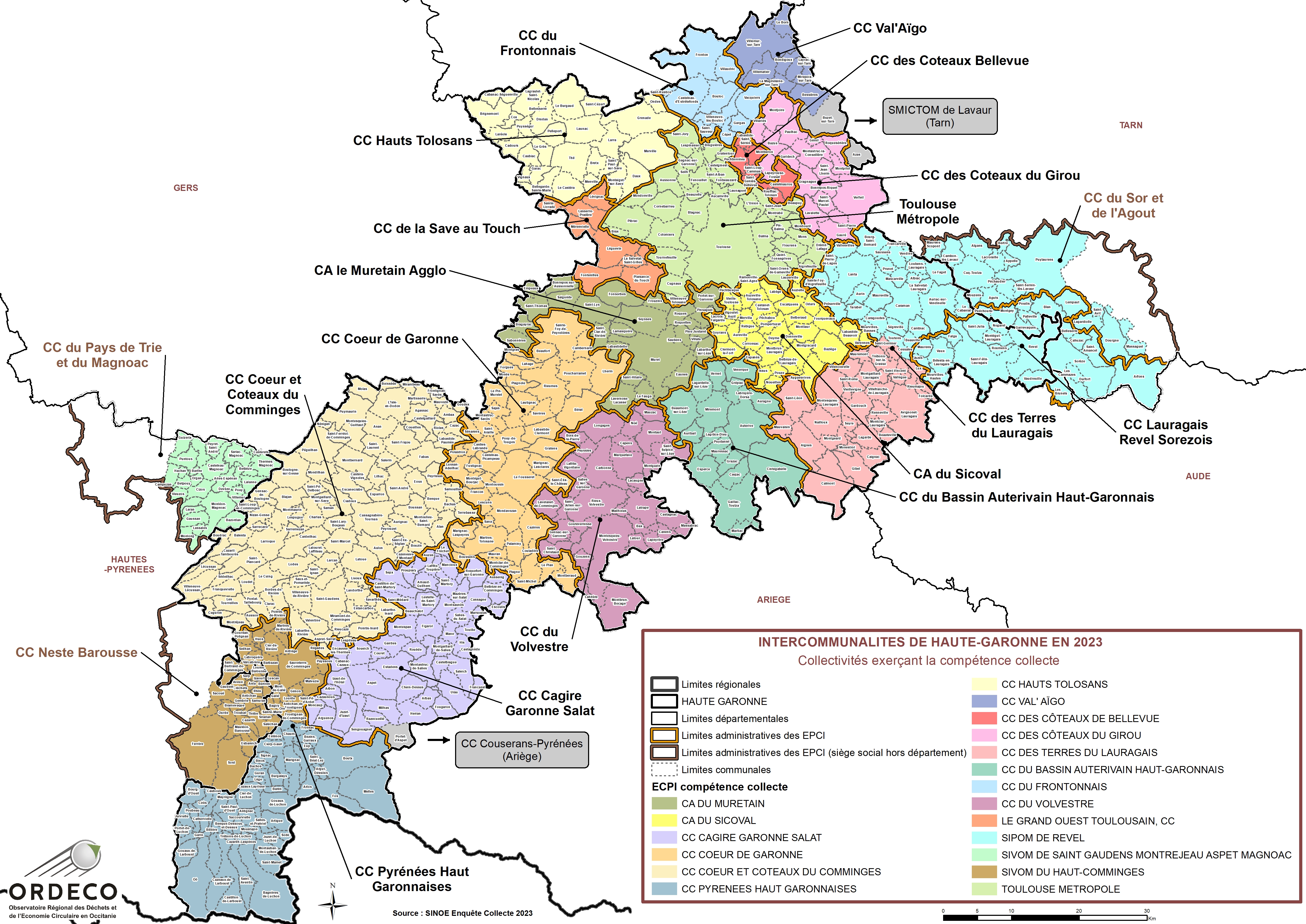 - Collectivités à compétence Collecte en 2023 - Haute Garonne