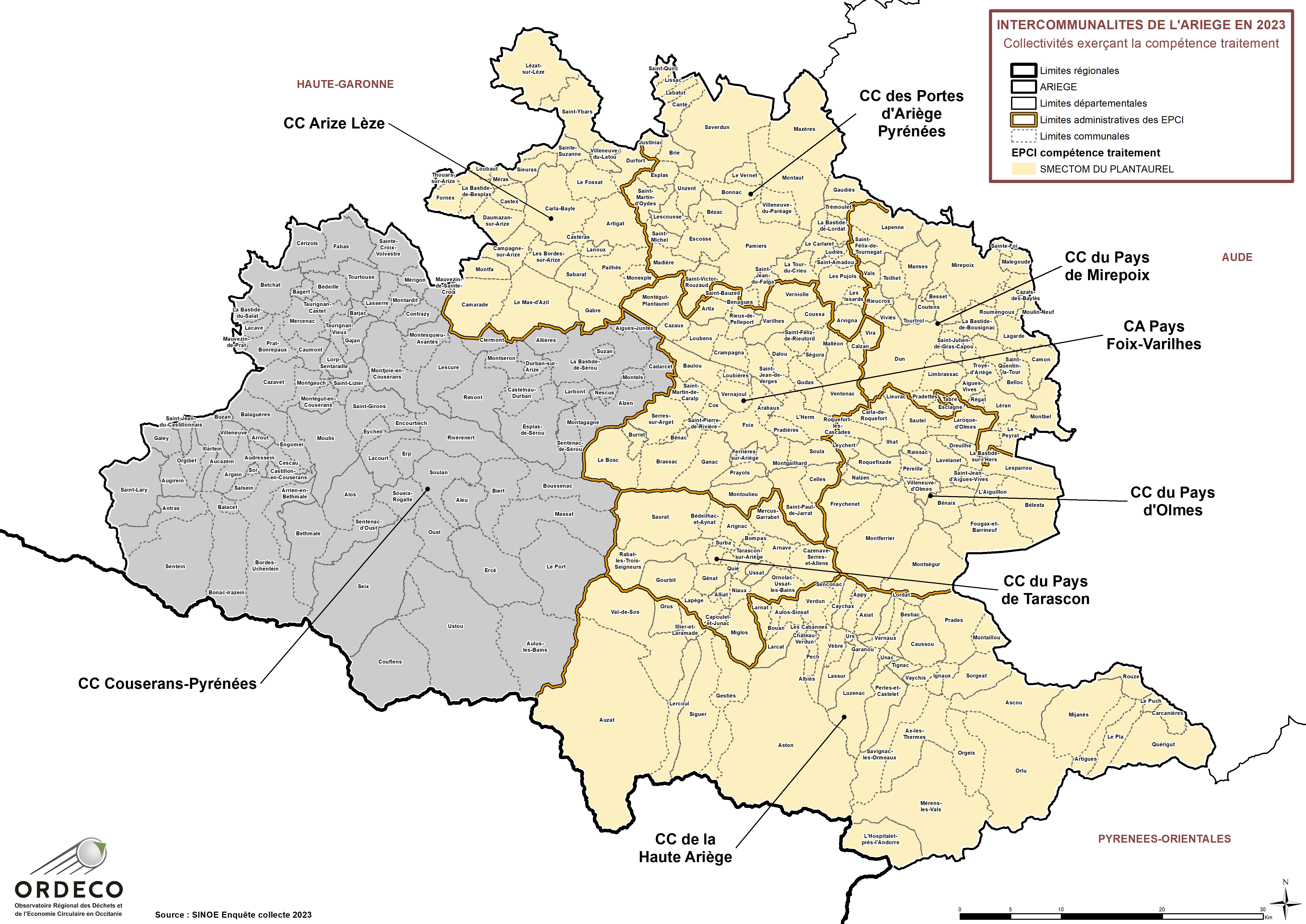  - Les Collectivités à compétence Traitement en 2023 - Ariège