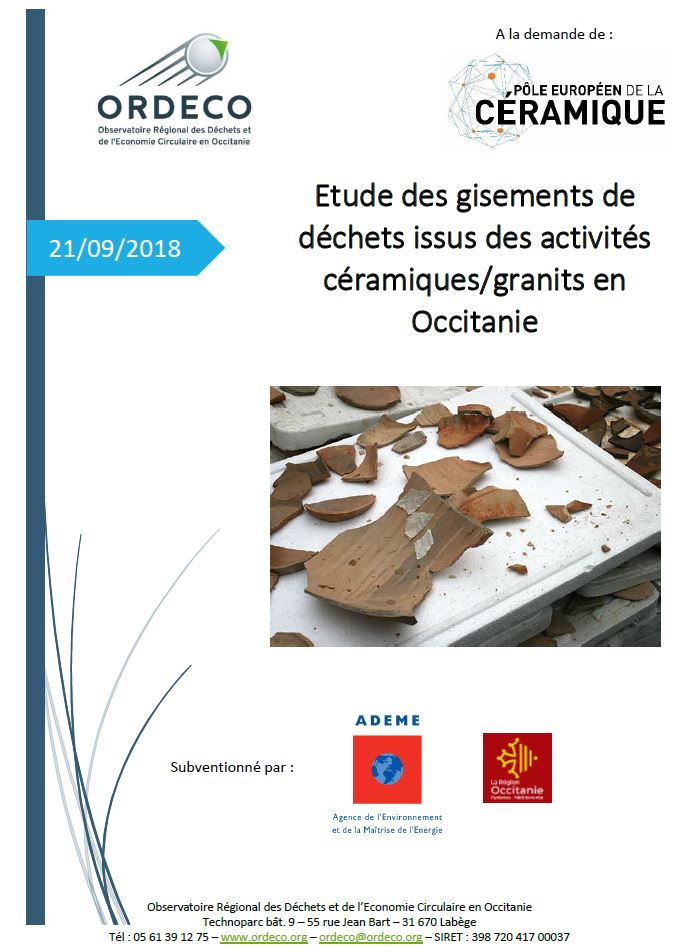 Etude des gisements issus des activités céramiques granits en Occitanie (2018)  